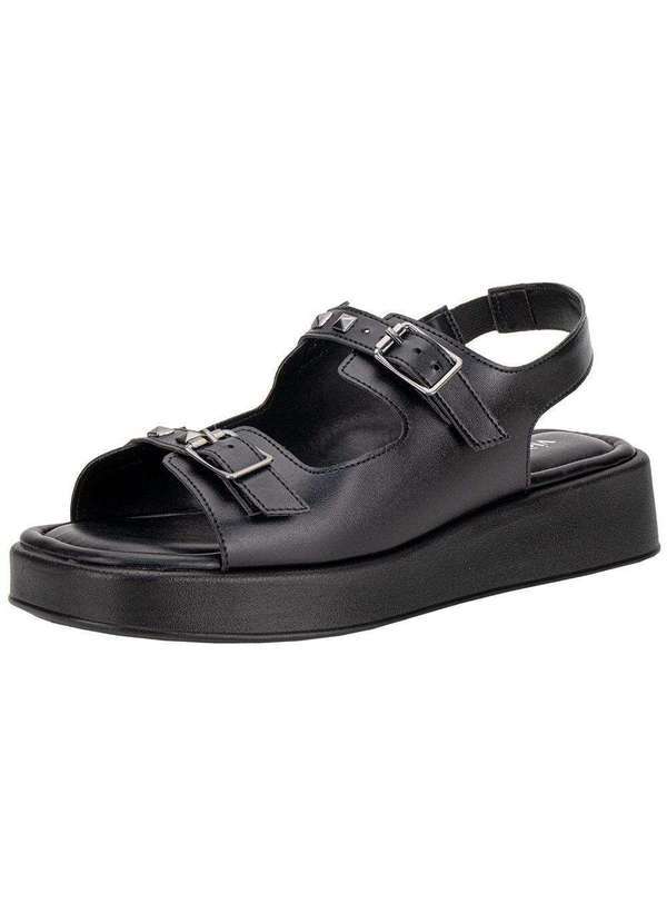 Vista 2 Sandália Feminina Flat Via Scarpa 174418588 - Preto Via Scarpa
