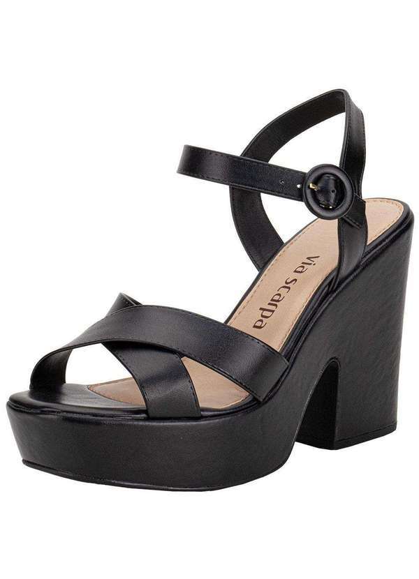 Vista 2 Sandália Feminina Meia Pata Via Scarpa 131012723 - Preto Via Scarpa