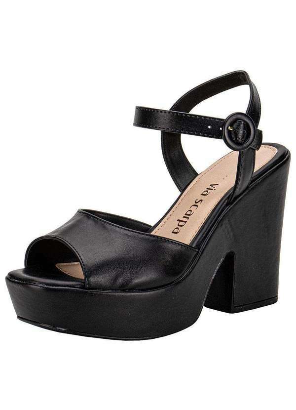 Vista 2 Sandália Feminina Meia Pata Via Scarpa 131012867 Preto Via Scarpa