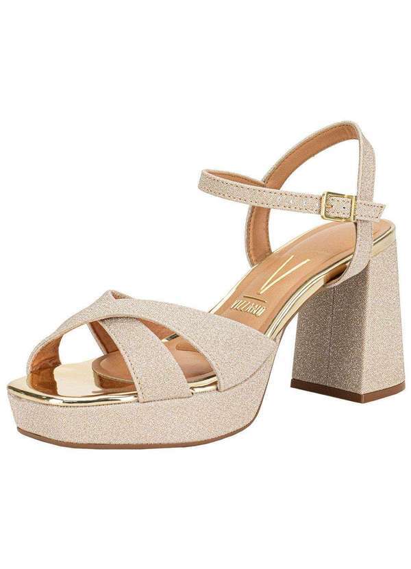Vista 2 Sandália Feminina Meia Pata Vizzano 6472204 Ouro VIZZANO