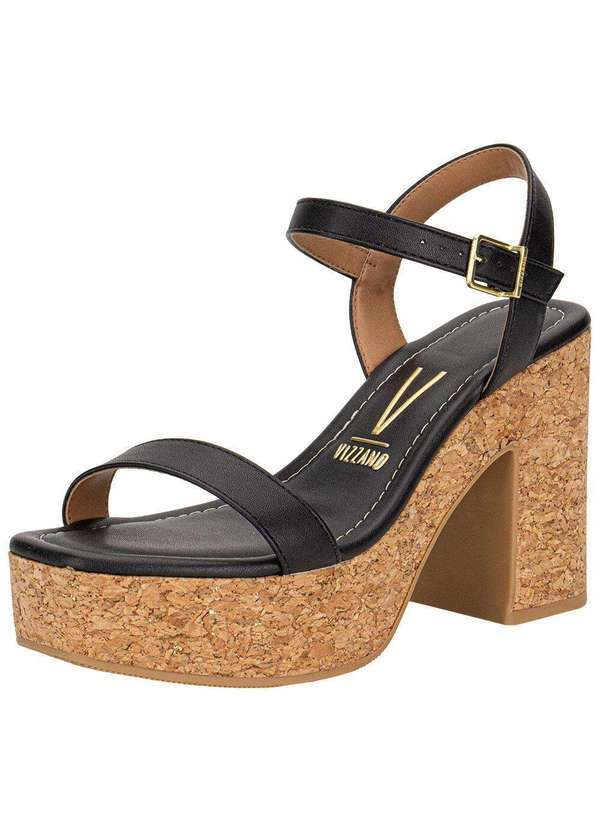 Vista 2 Sandália Feminina Meia Pata Vizzano 6541100 - Preto/Caramelo VIZZANO