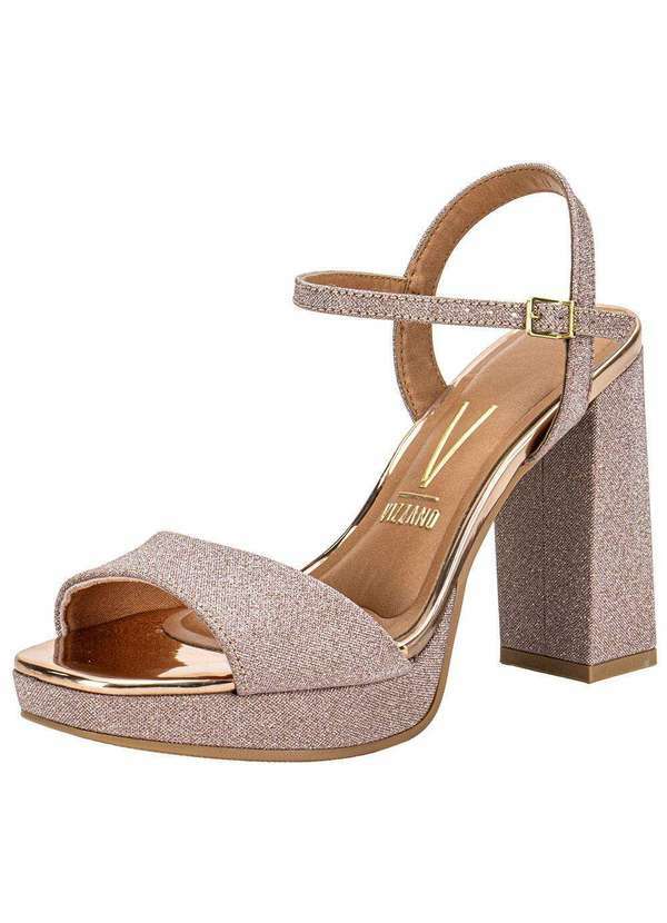 Vista 2 Sandália Feminina Meia Pata Vizzano 6551100 - Ouro/Rosado VIZZANO