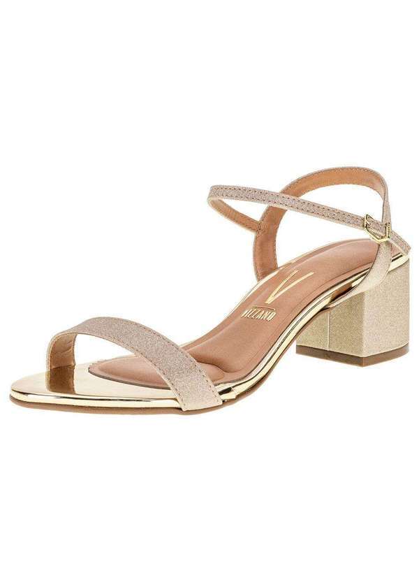 Vista 2 Sandália Feminina Salto Baixo Vizzano - 6291900 - Dourado