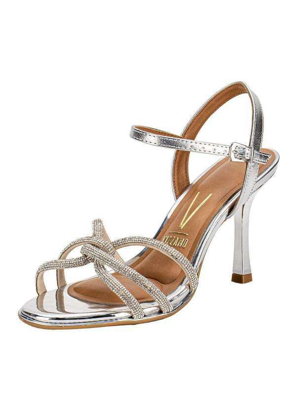 Vista 2 Sandália Feminina Salto Fino Vizzano 62491110 Prata VIZZANO