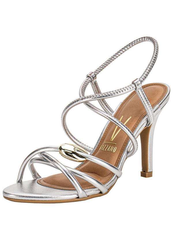Vista 2 Sandália Feminina Salto Fino Vizzano 62491114 - Prata VIZZANO