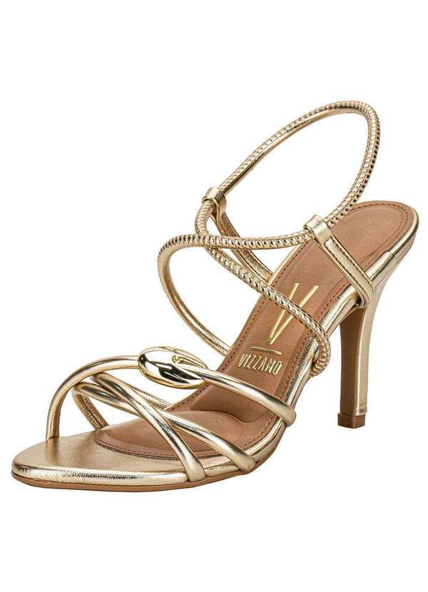 Vista 2 Sandália Feminina Salto Fino Vizzano 62491114 - Ouro VIZZANO