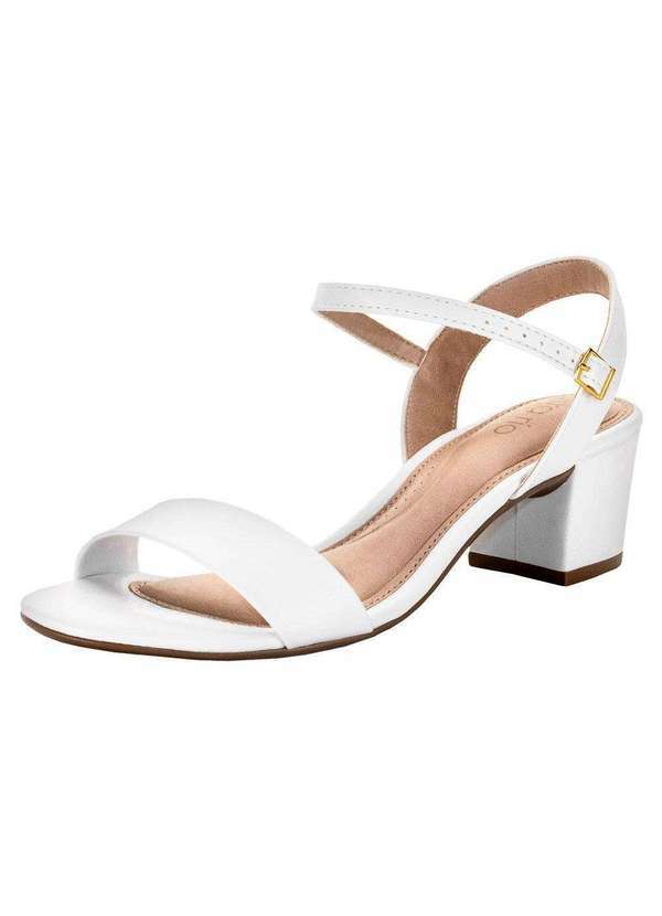 Vista 2 Sandália Feminina Salto Grosso Beira Rio - 82461176 - Branco