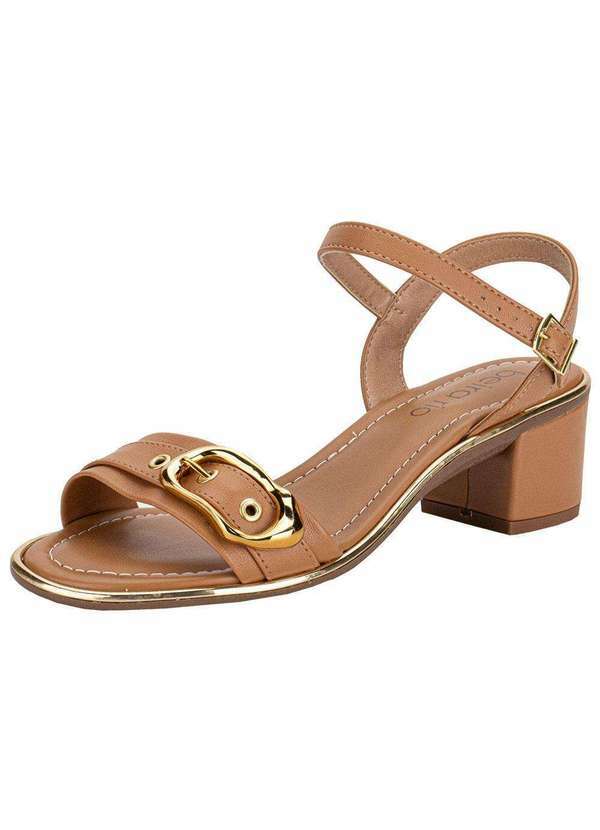 Vista 2 Sandália Feminina Salto Grosso Beira Rio 8379258 Camel BEIRA RIO