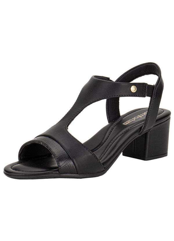 Vista 2 Sandália Feminina Salto Grosso Comfortflex 2557406 - Preto Comfortflex