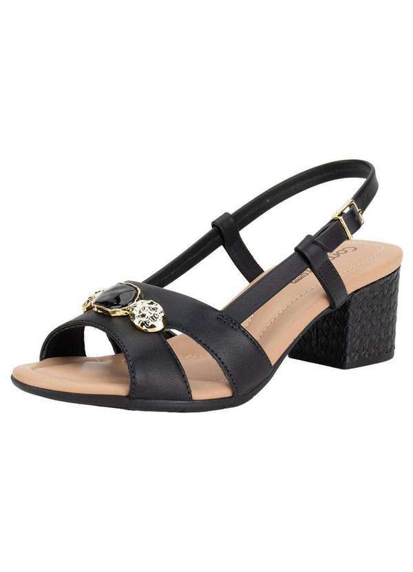 Vista 2 Sandália Feminina Salto Grosso Comfortflex 2557408 Preto Comfortflex
