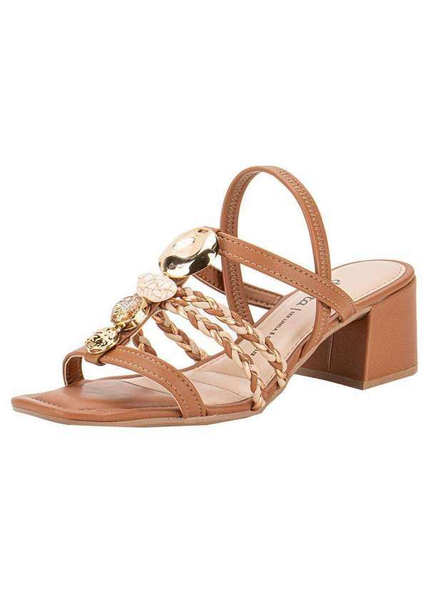 Sandália Feminina Salto Grosso Dakota Y8211 - Caramelo