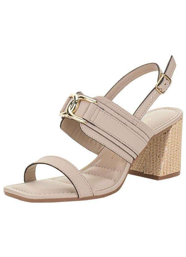 Vista 2 Sandália Feminina Salto Grosso Dakota Y8284 Bege Dakota