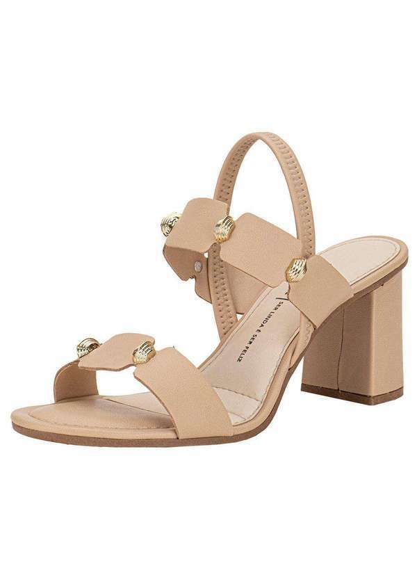 Vista 2 Sandália Feminina Salto Grosso Dakota Y8762 - Bege Dakota