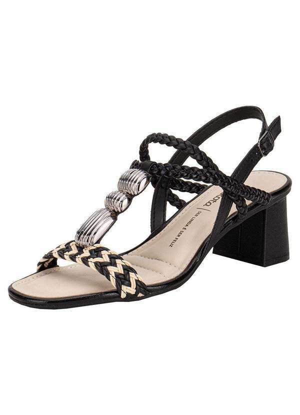 Vista 2 Sandália Feminina Salto Grosso Dakota Y9301 - Preto/Branco Dakota
