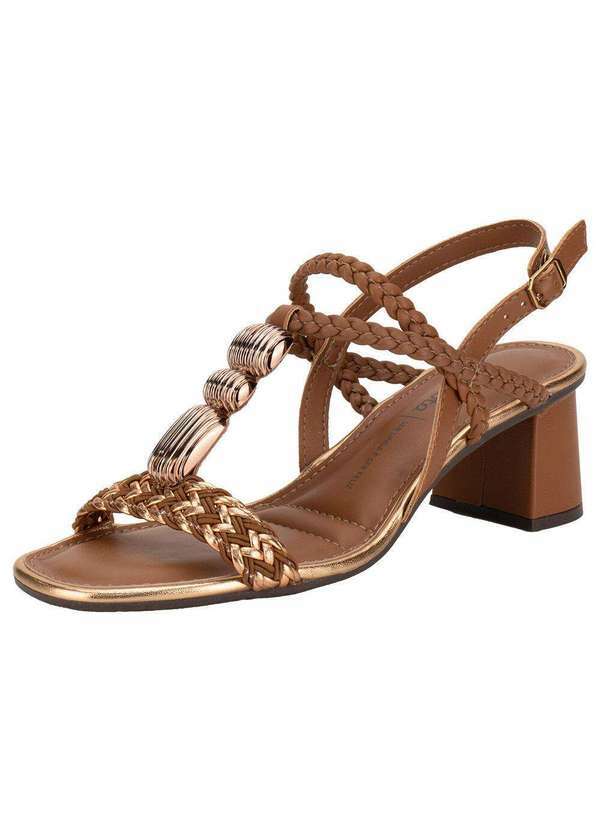 Vista 2 Sandália Feminina Salto Grosso Dakota Y9301 - Caramelo Dakota