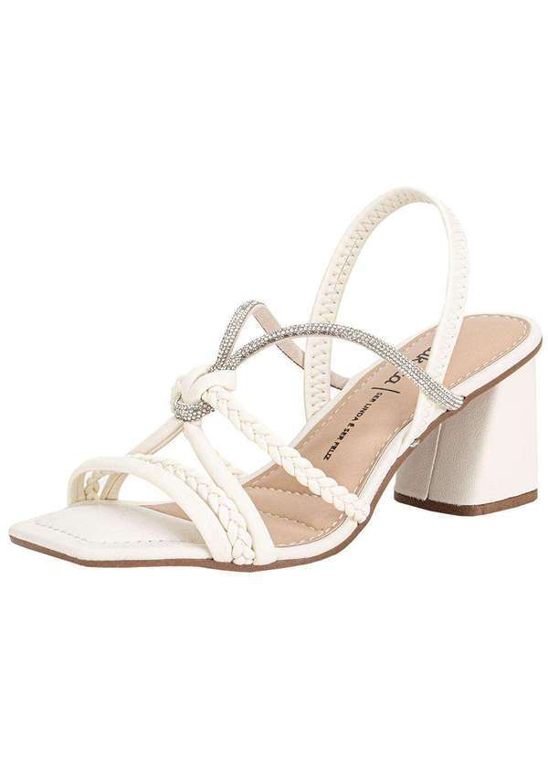 Vista 2 Sandália Feminina Salto Grosso Dakota Y9761 Branco/Off Dakota