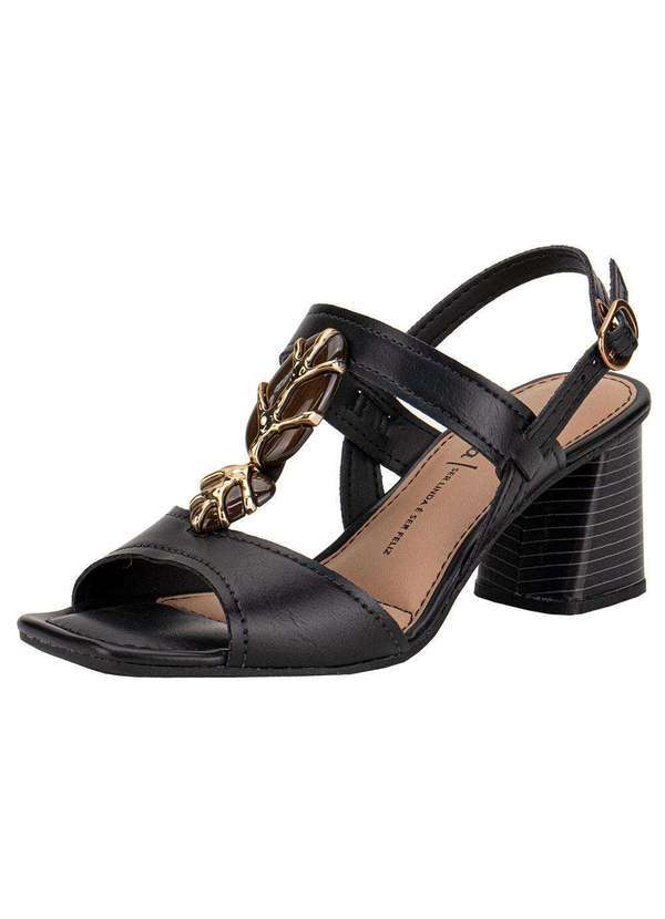 Vista 2 Sandália Feminina Salto Grosso Dakota Y9762 - Preto