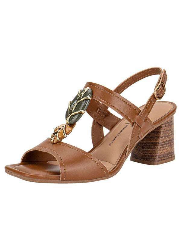 Vista 2 Sandália Feminina Salto Grosso Dakota Y9762 - Caramelo