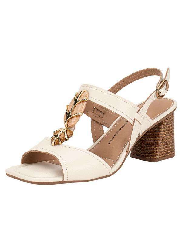 Vista 2 Sandália Feminina Salto Grosso Dakota Y9762 - Marfim