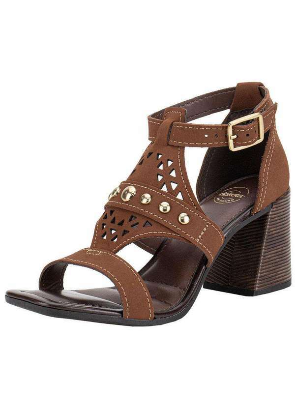Vista 2 Sandália Feminina Salto Grosso Dakota Y9994 Café Dakota
