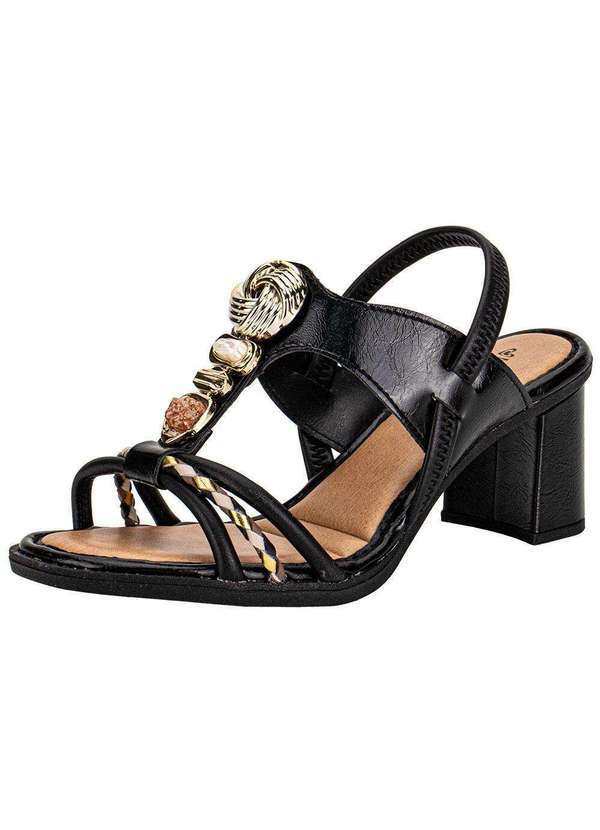 Vista 2 Sandália Feminina Salto Grosso Mississipi J0592 Preto MISSISSIPI