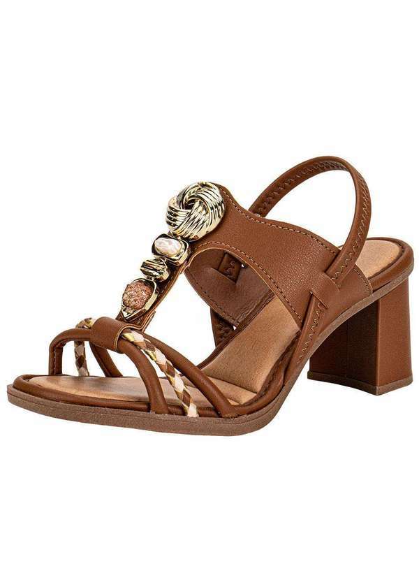 Vista 2 Sandália Feminina Salto Grosso Mississipi J0592 Caramelo MISSISSIPI