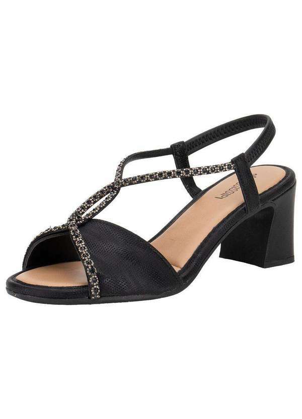 Vista 2 Sandália Feminina Salto Grosso Mississipi Mf752 - Preto MISSISSIPI
