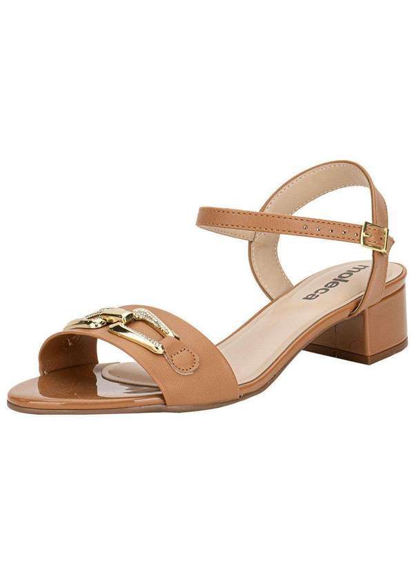 Vista 2 Sandália Feminina Salto Grosso Moleca 5259880 - Camel