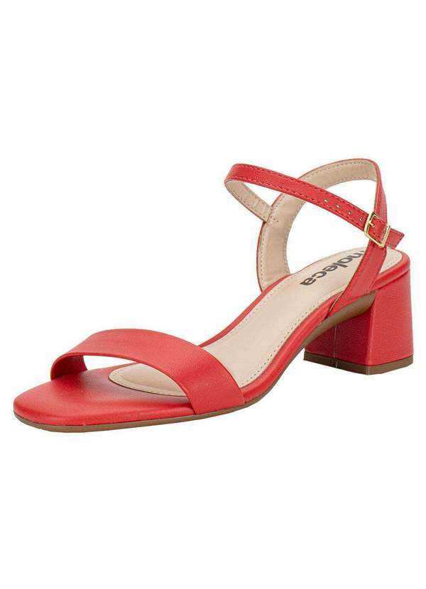 Vista 2 Sandália Feminina Salto Grosso Moleca 5496101 - Vermelho MOLECA