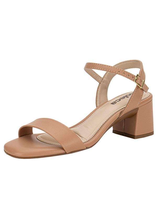 Vista 2 Sandália Feminina Salto Grosso Moleca 5496101 - Salmão MOLECA