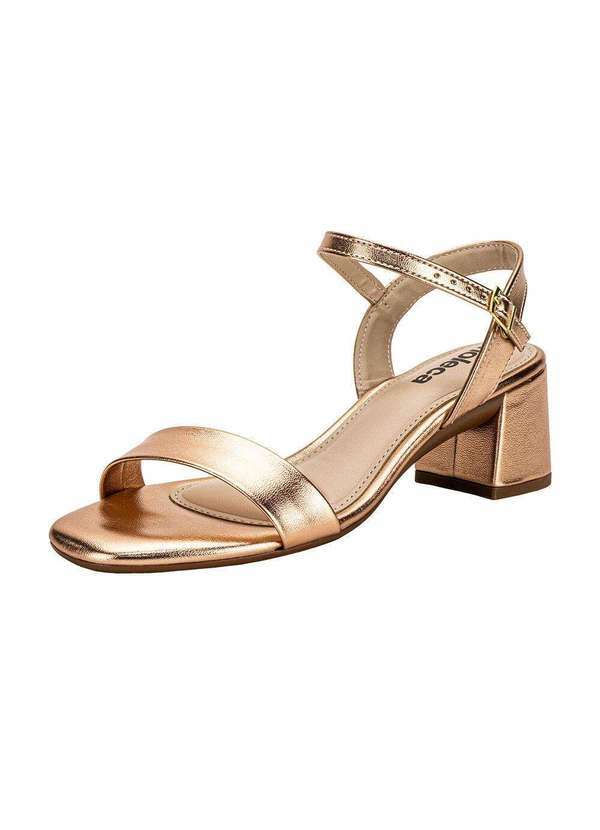 Vista 2 Sandália Feminina Salto Grosso Moleca 5496101 - Ouro/Rosado MOLECA