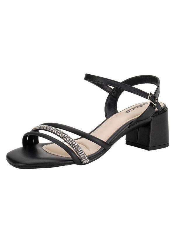 Vista 2 Sandália Feminina Salto Grosso Moleca 5496113 - Preto MOLECA