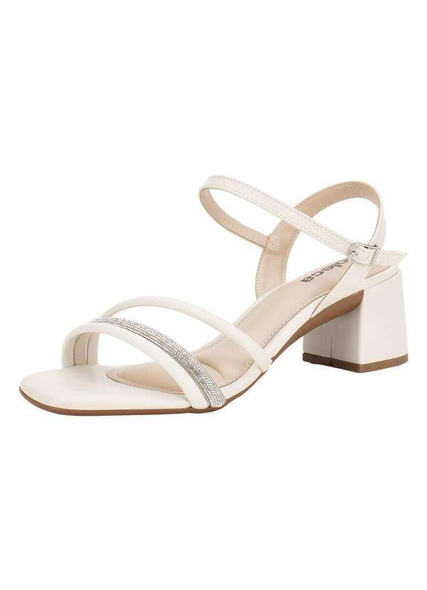 Vista 2 Sandália Feminina Salto Grosso Moleca 5496113 - Branco/Off MOLECA
