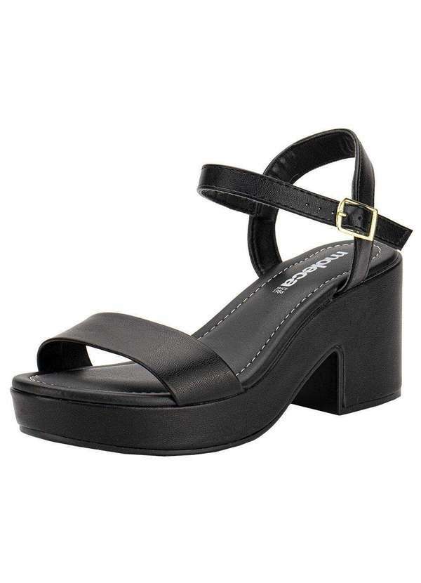 Vista 2 Sandália Feminina Salto Grosso Moleca 5549102 - Preto MOLECA