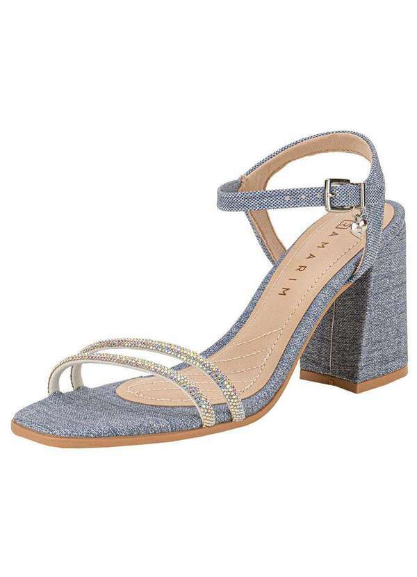 Vista 2 Sandália Feminina Salto Grosso Ramarim 2341201 - Jeans RAMARIM