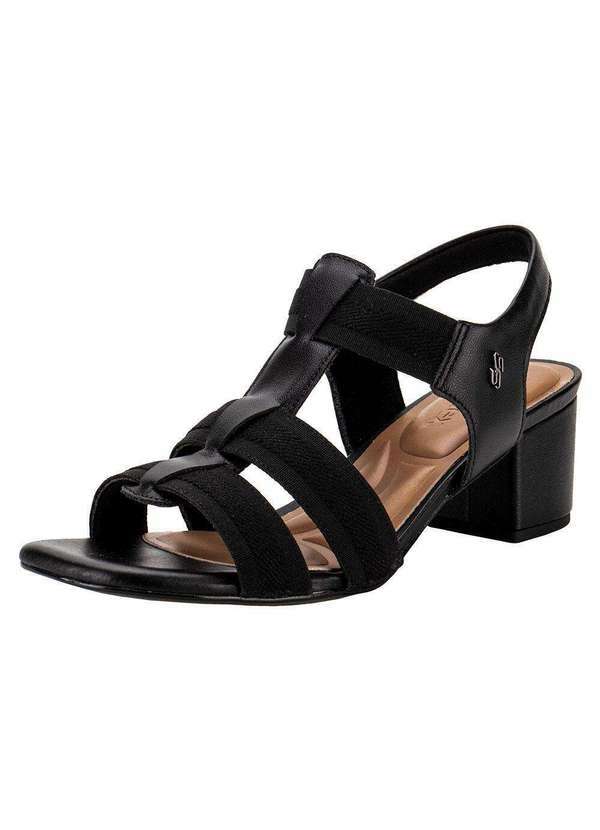 Vista 2 Sandália Feminina Salto Grosso Usaflex Ma0505 - Preto Usaflex