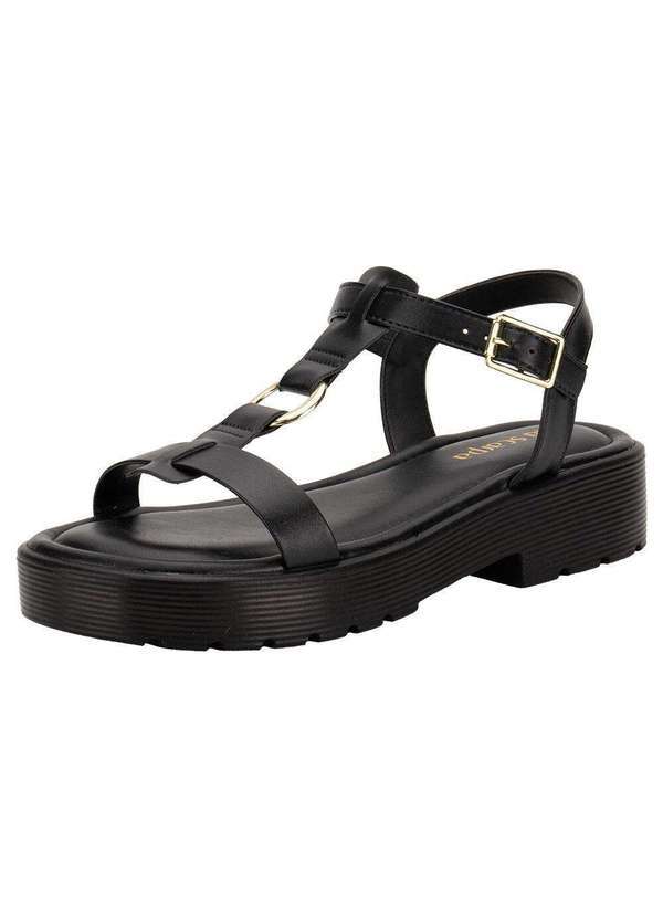 Vista 2 Sandália Feminina Salto Grosso Via Scarpa 177918865 Preto Via Scarpa