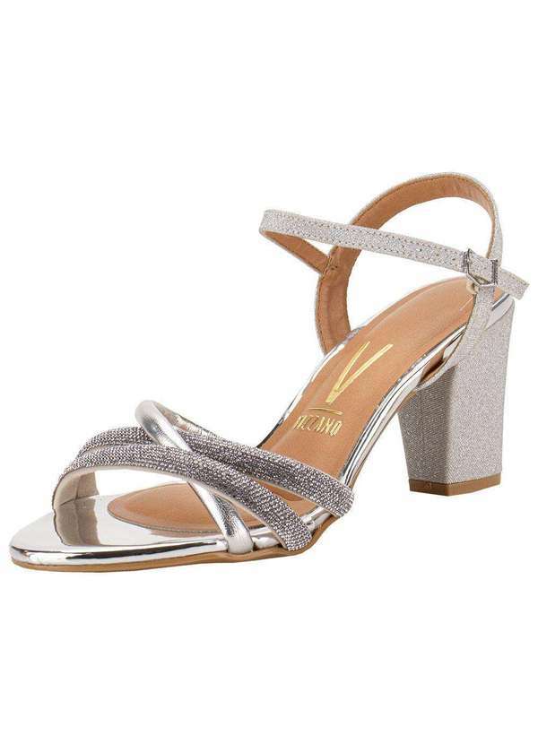 Vista 2 Sandália Feminina Salto Grosso Vizzano 62621026 - Prata VIZZANO