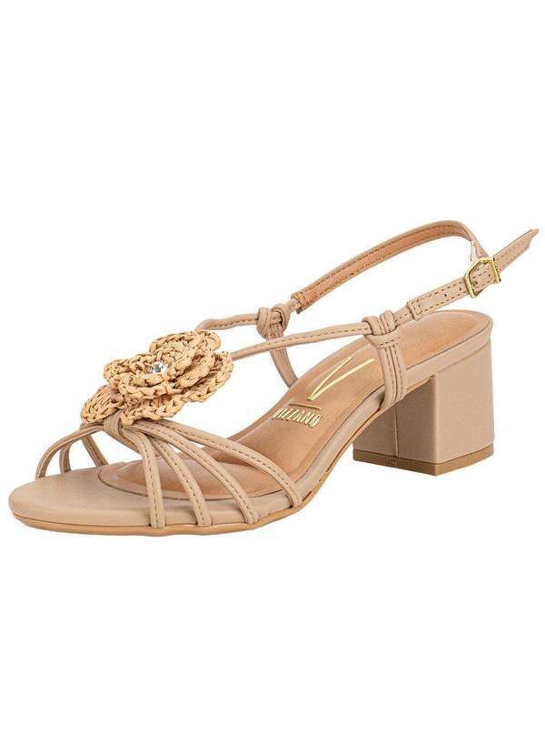 Vista 2 Sandália Feminina Salto Grosso Vizzano 62911193 Bege VIZZANO