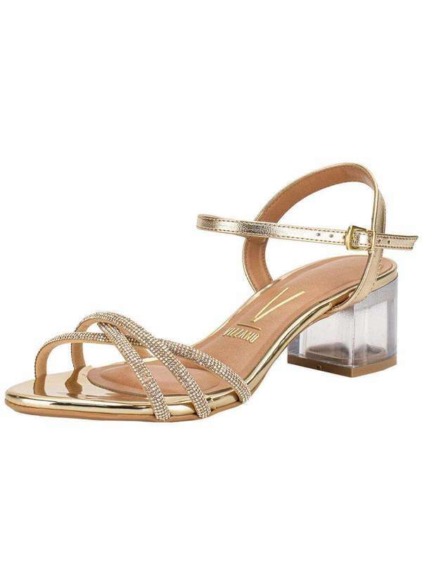 Vista 2 Sandália Feminina Salto Grosso Vizzano 6442112 Ouro VIZZANO