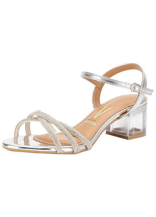 Vista 2 Sandália Feminina Salto Grosso Vizzano 6442112 Prata VIZZANO