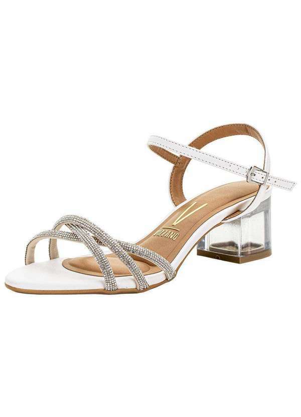 Vista 2 Sandália Feminina Salto Grosso Vizzano 6442112 Branco VIZZANO