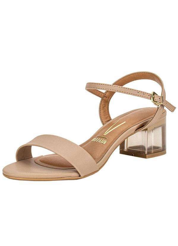 Vista 2 Sandália Feminina Salto Grosso Vizzano 6442200 Bege VIZZANO