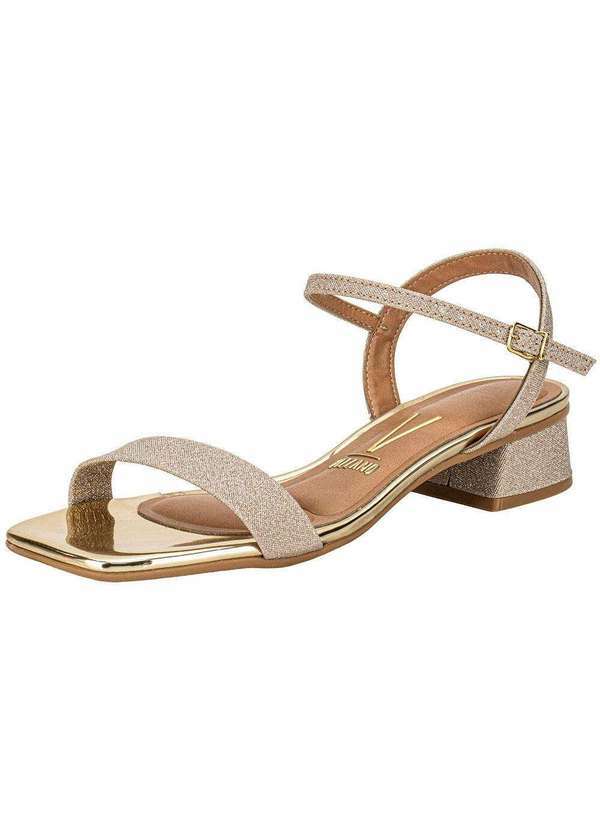 Vista 2 Sandália Feminina Salto Grosso Vizzano 6454111 Ouro VIZZANO