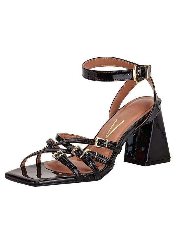 Vista 2 Sandália Feminina Salto Grosso Vizzano 6464140 - Verniz/Preto VIZZANO