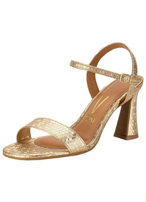 Sandália Feminina Salto Grosso Vizzano 6517200 - Ouro