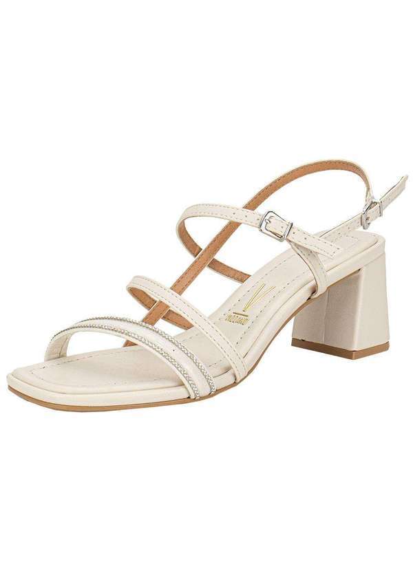 Vista 2 Sandália Feminina Salto Grosso Vizzano 6530108 - Marfim VIZZANO