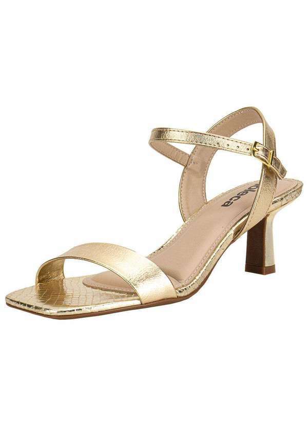 Vista 2 Sandália Feminina Salto Taça Moleca 5523301 Ouro MOLECA