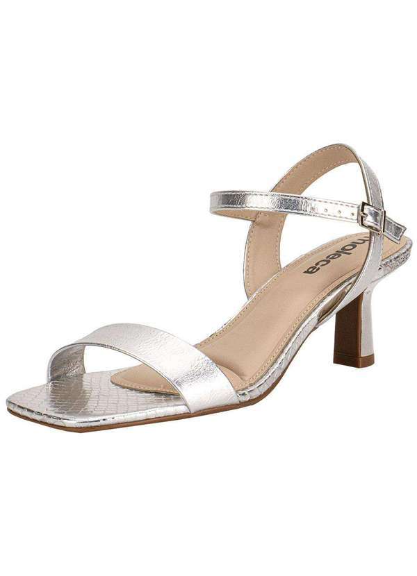 Vista 2 Sandália Feminina Salto Taça Moleca 5523301 Prata MOLECA