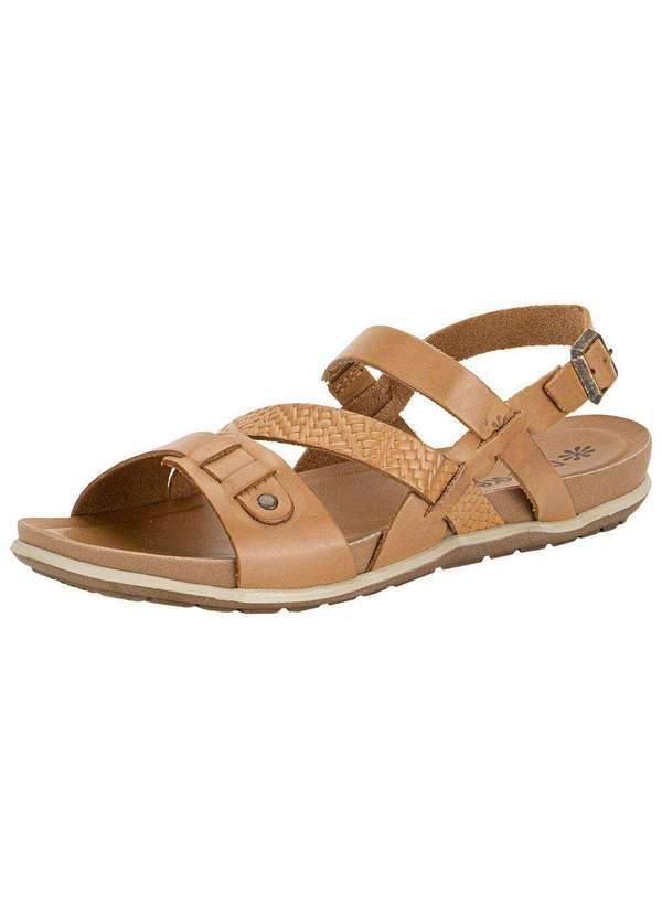 Vista 2 Sandália Feminina Serena Flat New Face 36783 - Caramelo New Face